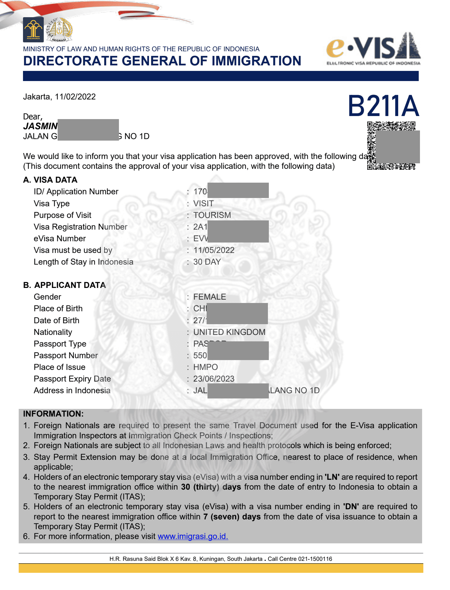 visa b211A indonesia-fabio-visa-agency-bali